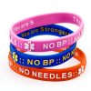 NO BP Needles IV Stick Alert Silicone Bracelet for Dialysis Red-2