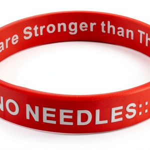 NO BP Needles IV Stick Alert Silicone Bracelet for Dialysis Red-0