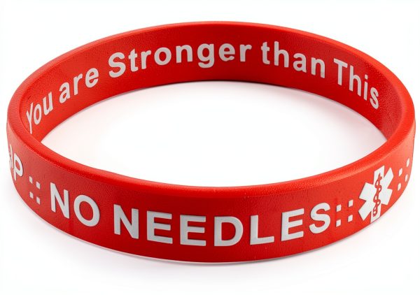 NO BP Needles IV Stick Alert Silicone Bracelet for Dialysis Red-0