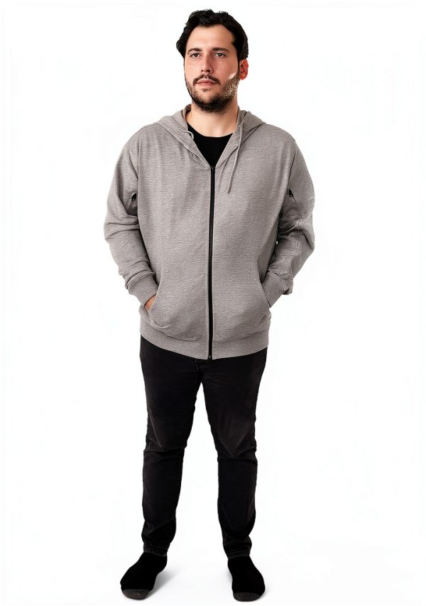 USBD Dialysis Hoodie with Arm Zipper Port Midweight Cotton Gray Hoodie-2