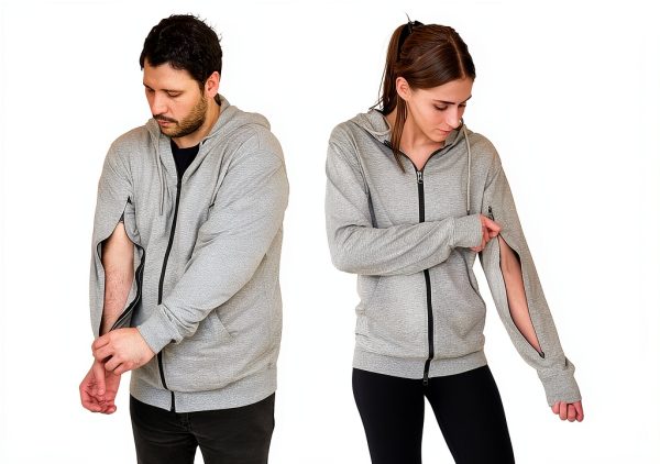 USBD Dialysis Hoodie with Arm Zipper Port Midweight Cotton Gray Hoodie-0