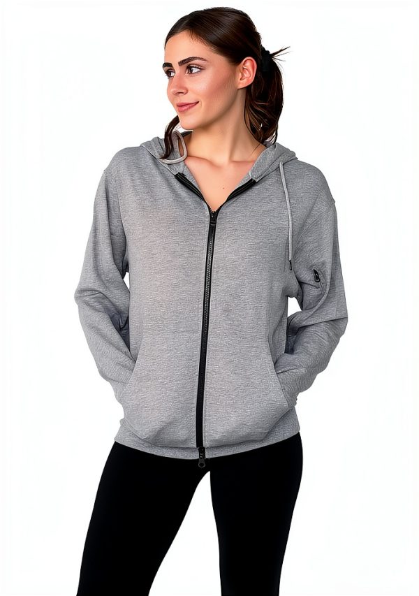 USBD Dialysis Hoodie with Arm Zipper Port Midweight Cotton Gray Hoodie-4