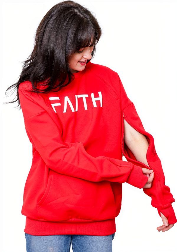 Dialysis Sweatshirt Dual Zip Access Hoodie Red/Blue Unisex Large-3
