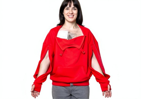 Dialysis Sweatshirt Dual Zip Access Hoodie Red/Blue Unisex Large-6