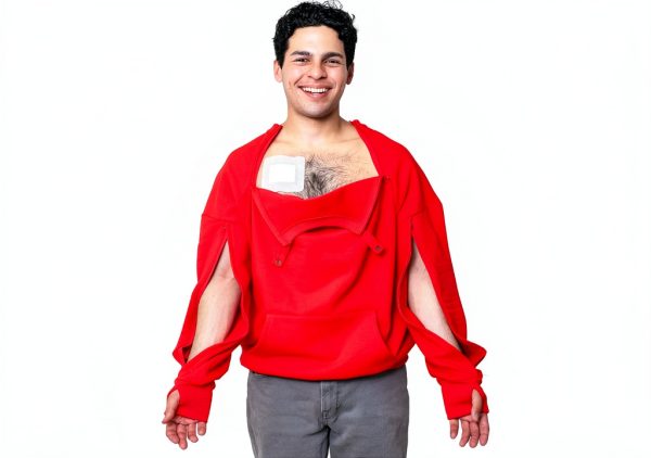 Dialysis Sweatshirt Dual Zip Access Hoodie Red/Blue Unisex Large-2