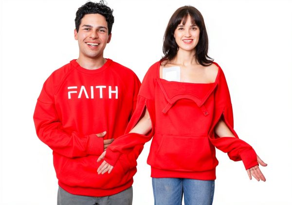 Dialysis Sweatshirt Dual Zip Access Hoodie Red/Blue Unisex Large-0