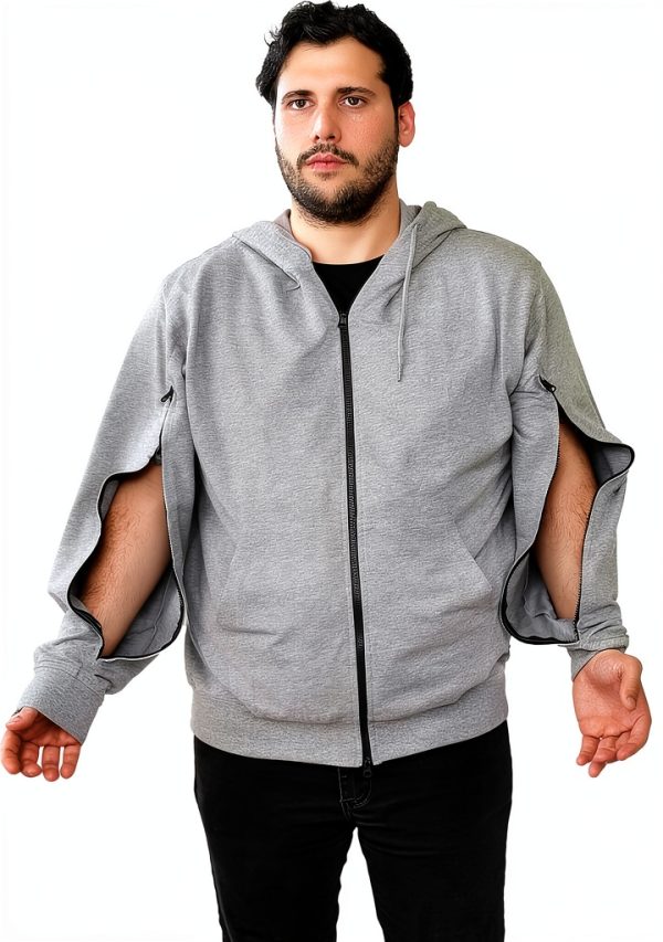USBD Dialysis Hoodie with Arm Zipper Port Midweight Cotton Gray Hoodie-5
