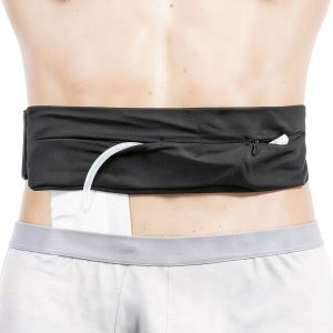 Peritoneal Dialysis Belt PD Catheter Holder with Pouch for Peg/G/J Feeding Tube Accessories Transfer Set Fixation Medical Nursing Supplies for Adult Men Women, Black-0